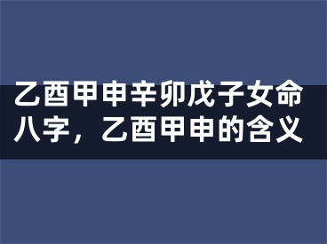乙酉甲申辛卯戊子女命八字，乙酉甲申的含义