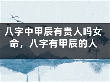 八字中甲辰有贵人吗女命,八字有甲辰的人