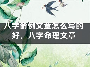 八字命例文章怎么写的好，八字命理文章 
