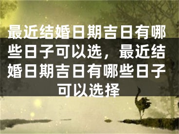 最近结婚日期吉日有哪些日子可以选,最近结婚日期吉日有哪些日子可以选择