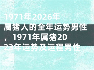 1971年2026年属猪人的全年运势男性，1971年属猪2023年运势及运程男性