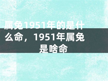 属兔1951年的是什么命，1951年属兔是啥命