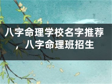 八字命理学校名字推荐，八字命理班招生