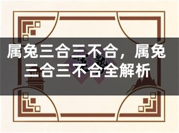 属兔三合三不合，属兔三合三不合全解析
