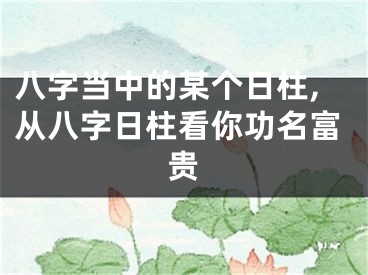 八字当中的某个日柱,从八字日柱看你功名富贵