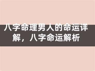 八字命理男人的命运详解,八字命运解析