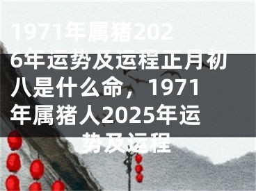 1971年属猪2026年运势及运程正月初八是什么命，1971年属猪人2025年运势及运程