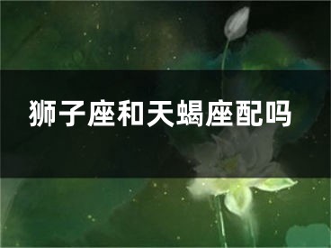 狮子座和天蝎座配吗