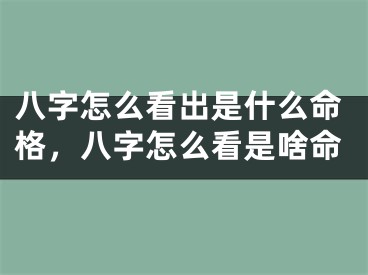 八字怎么看出是什么命格，八字怎么看是啥命