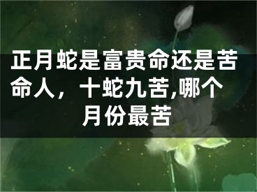 正月蛇是富贵命还是苦命人,十蛇九苦,哪个月份最苦