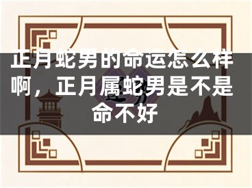 正月蛇男的命运怎么样啊，正月属蛇男是不是命不好