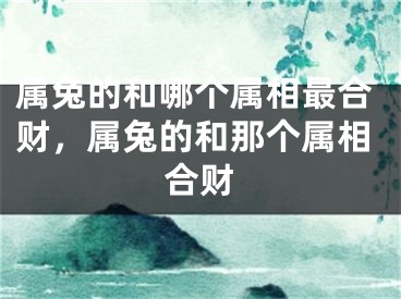 属兔的和哪个属相最合财，属兔的和那个属相合财