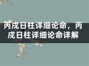 丙戌日柱详细论命，丙戌日柱详细论命详解