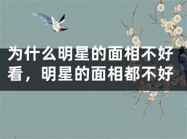 为什么明星的面相不好看，明星的面相都不好