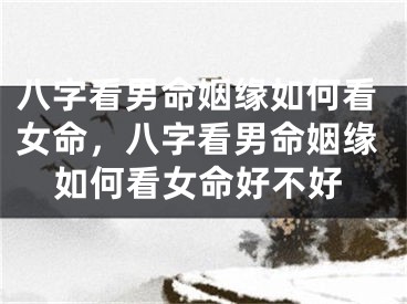 八字看男命姻缘如何看女命，八字看男命姻缘如何看女命好不好