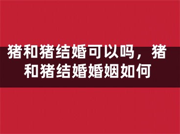 猪和猪结婚可以吗，猪和猪结婚婚姻如何