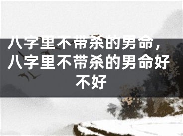 八字里不带杀的男命，八字里不带杀的男命好不好