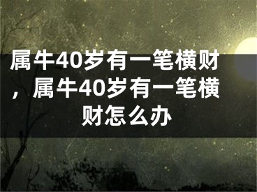 属牛40岁有一笔横财,属牛40岁有一笔横财怎么办