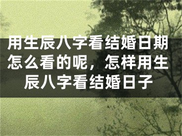 用生辰八字看结婚日期怎么看的呢,怎样用生辰八字看结婚日子