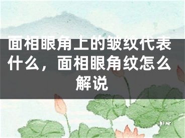 面相眼角上的皱纹代表什么,面相眼角纹怎么解说
