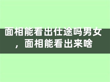 面相能看出仕途吗男女，面相能看出来啥