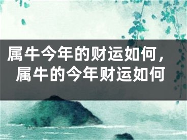 属牛今年的财运如何，属牛的今年财运如何