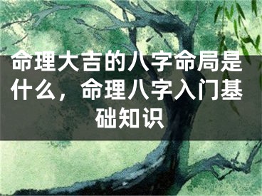 命理大吉的八字命局是什么,命理八字入门基础知识
