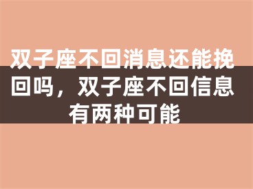 双子座不回消息还能挽回吗，双子座不回信息有两种可能
