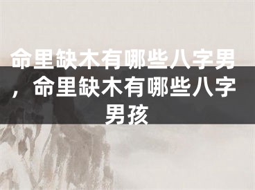 命里缺木有哪些八字男，命里缺木有哪些八字男孩