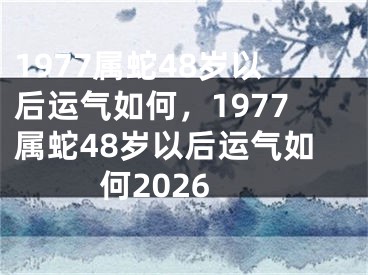 1977属蛇48岁以后运气如何，1977属蛇48岁以后运气如何2026