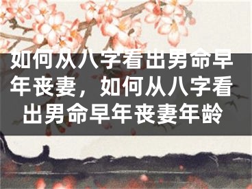 如何从八字看出男命早年丧妻，如何从八字看出男命早年丧妻年龄