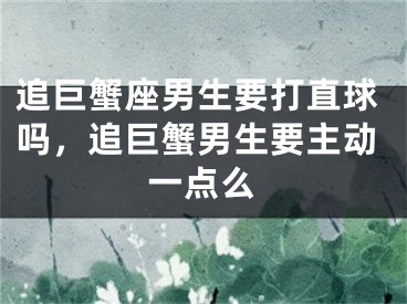追巨蟹座男生要打直球吗，追巨蟹男生要主动一点么