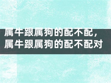 属牛跟属狗的配不配，属牛跟属狗的配不配对