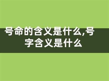 号命的含义是什么,号字含义是什么