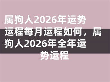 属狗人2026年运势运程每月运程如何，属狗人2026年全年运势运程