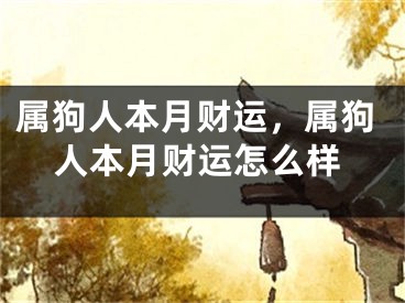 属狗人本月财运，属狗人本月财运怎么样