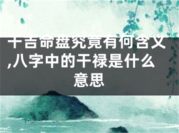 干吉命盘究竟有何含义,八字中的干禄是什么意思