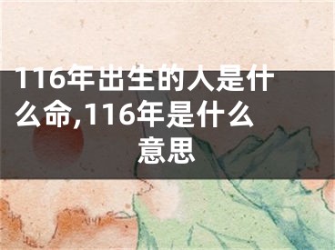 116年出生的人是什么命,116年是什么意思