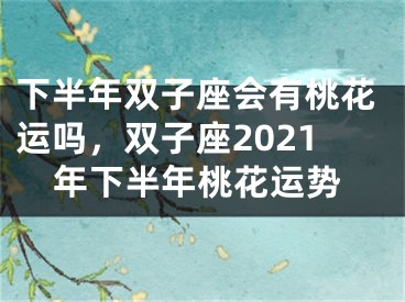 下半年双子座会有桃花运吗，双子座2021年下半年桃花运势