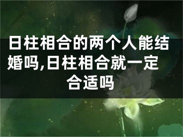 日柱相合的两个人能结婚吗,日柱相合就一定合适吗
