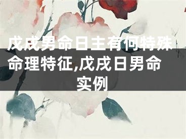 戊戌男命日主有何特殊命理特征,戊戌日男命实例
