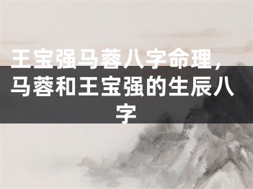 王宝强马蓉八字命理，马蓉和王宝强的生辰八字