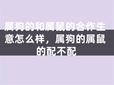 属狗的和属鼠的合作生意怎么样，属狗的属鼠的配不配