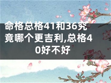 命格总格41和36究竟哪个更吉利,总格40好不好