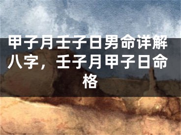 甲子月壬子日男命详解八字，壬子月甲子日命格
