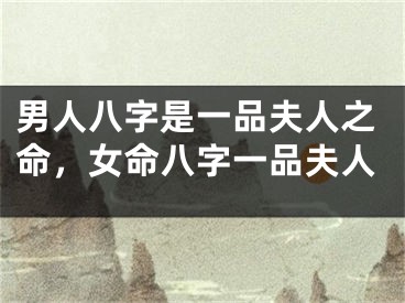 男人八字是一品夫人之命，女命八字一品夫人