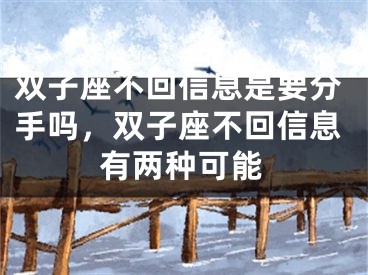 双子座不回信息是要分手吗，双子座不回信息有两种可能