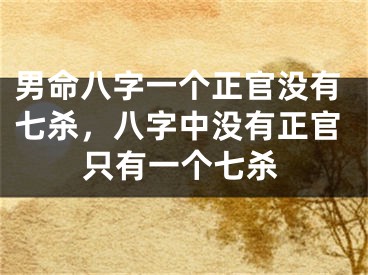 男命八字一个正官没有七杀，八字中没有正官只有一个七杀
