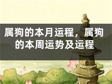 属狗的本月运程，属狗的本周运势及运程