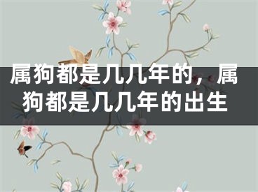 属狗都是几几年的，属狗都是几几年的出生